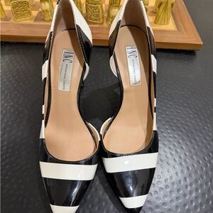 Fun back and white stiletto heels